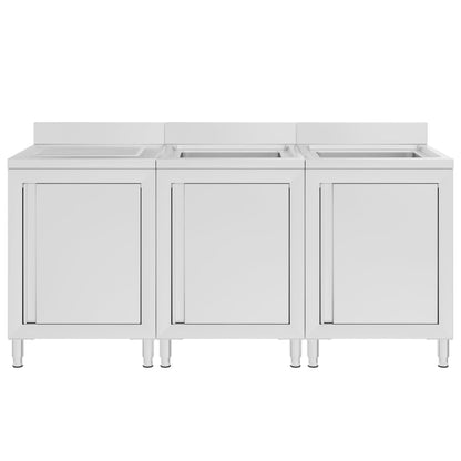 Mobiletto da Cucina con Lavandino in Acciaio Inox 180x60x96 cm - homemem39