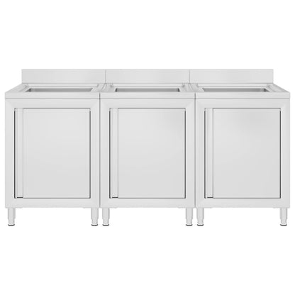 Mobiletti da Cucina con Lavandino 3 pz in Acciaio Inox - homemem39