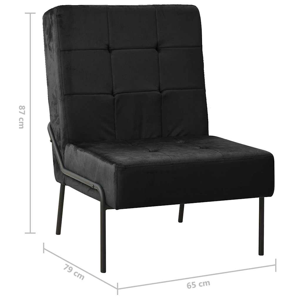Poltrona Relax 65x79x87 cm Nera in Velluto
