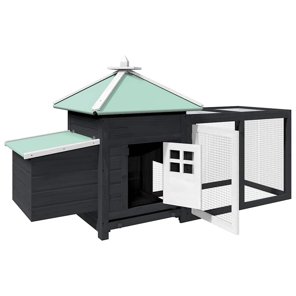 Pollaio con Casetta Nidificazione Grigio 190x72x102 cm in Abete