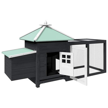 Pollaio con Casetta Nidificazione Grigio 190x72x102 cm in Abete