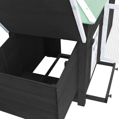 Pollaio con Casetta Nidificazione Grigio 190x72x102 cm in Abete