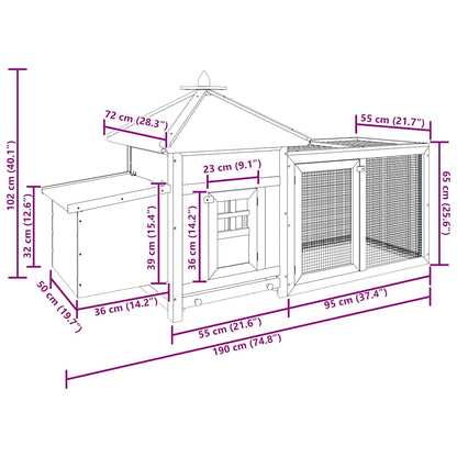 Pollaio con Casetta Nidificazione Rosso 190x72x102 cm in Abete