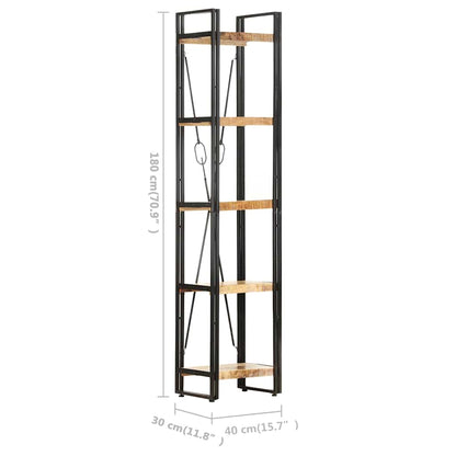 Libreria a 5 Ripiani 40x30x180 cm in Legno Massello di Mango