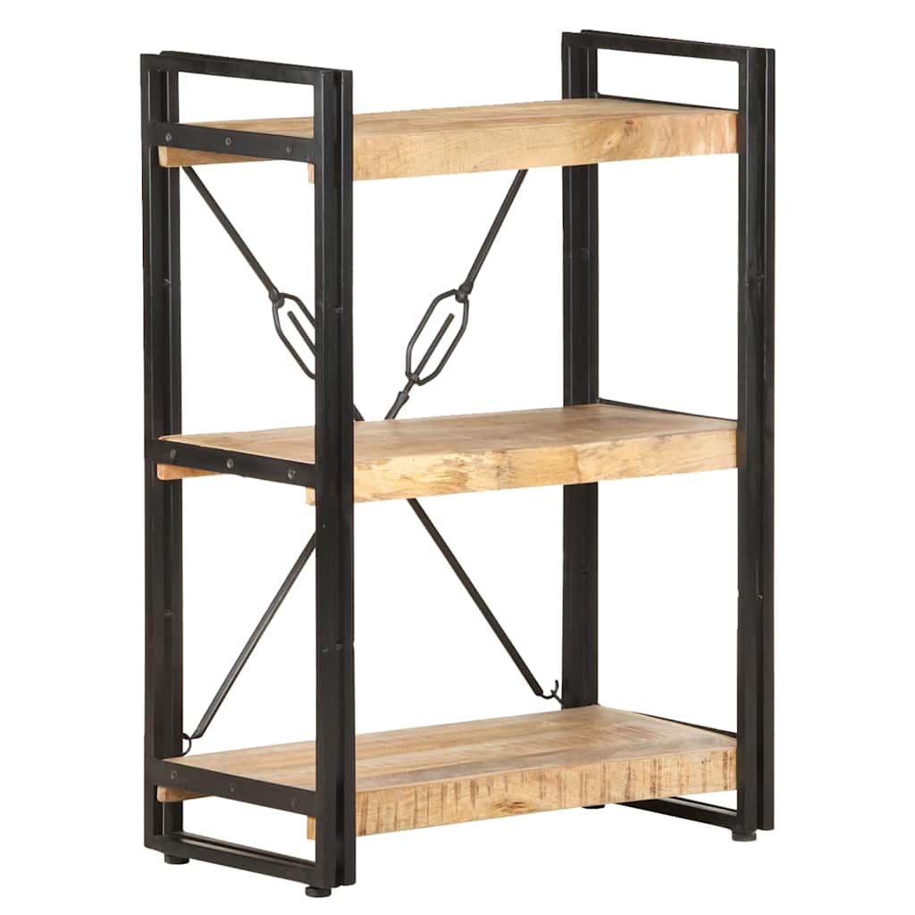 Libreria a 3 Ripiani 60x30x80 cm in Legno Massello di Mango