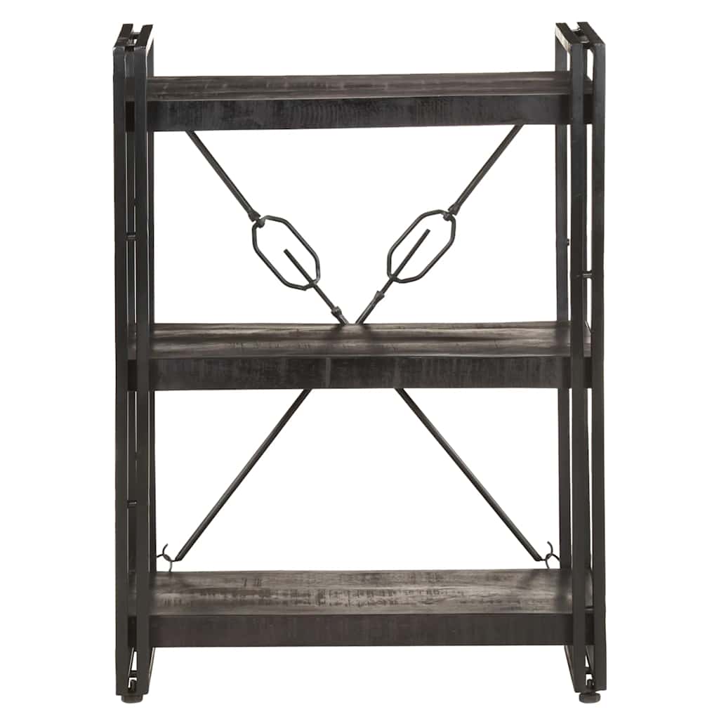 Libreria a 3 Ripiani 60x30x80cm Nero in Legno Massello di Mango | homemem39