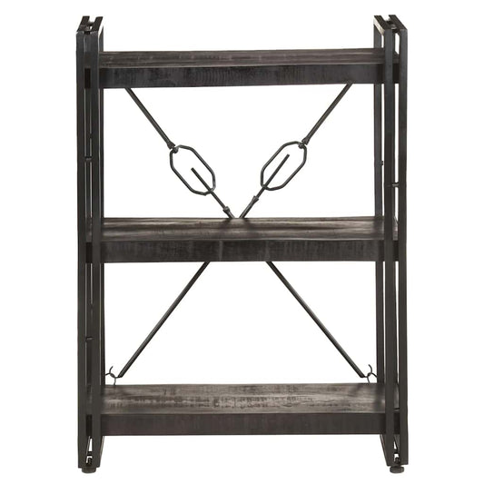 Libreria a 3 Ripiani 60x30x80cm Nero in Legno Massello di Mango | homemem39