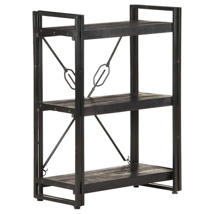 Libreria a 3 Ripiani 60x30x80cm Nero in Legno Massello di Mango | homemem39