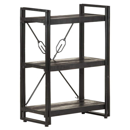 Libreria a 3 Ripiani 60x30x80cm Nero in Legno Massello di Mango | homemem39