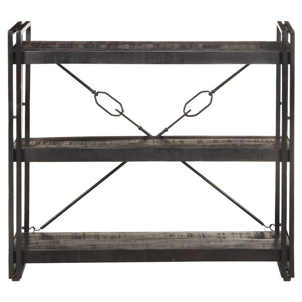 Libreria a 3 Ripiani 90x30x80cm Nero in Legno Massello di Mango | homemem39