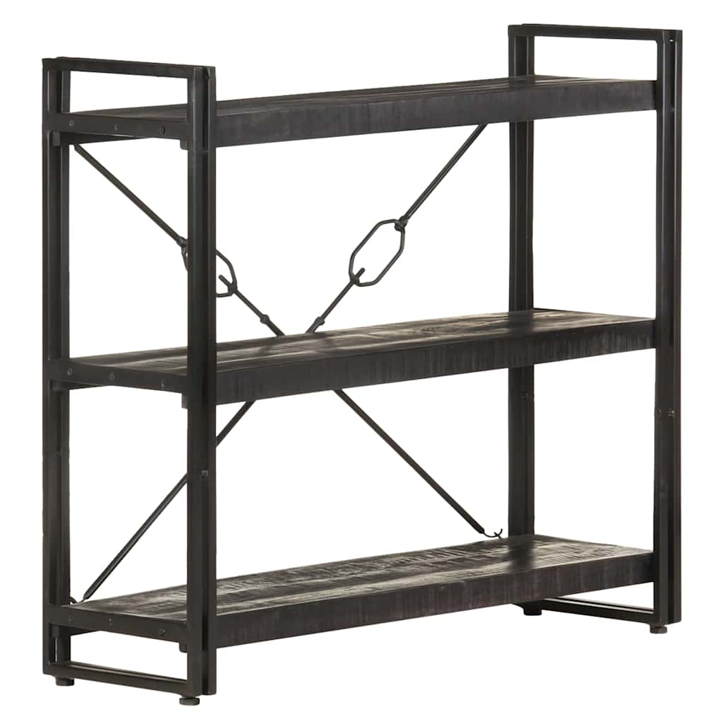 Libreria a 3 Ripiani 90x30x80cm Nero in Legno Massello di Mango | homemem39