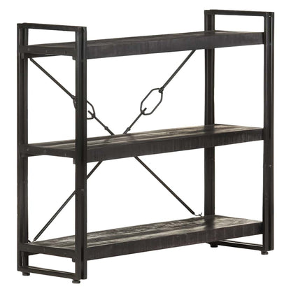 Libreria a 3 Ripiani 90x30x80cm Nero in Legno Massello di Mango | homemem39