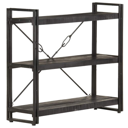 Libreria a 3 Ripiani 90x30x80cm Nero in Legno Massello di Mango | homemem39