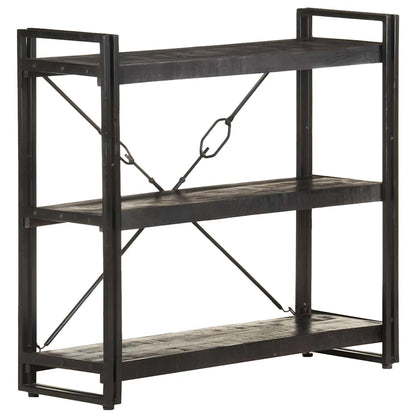 Libreria a 3 Ripiani 90x30x80cm Nero in Legno Massello di Mango | homemem39