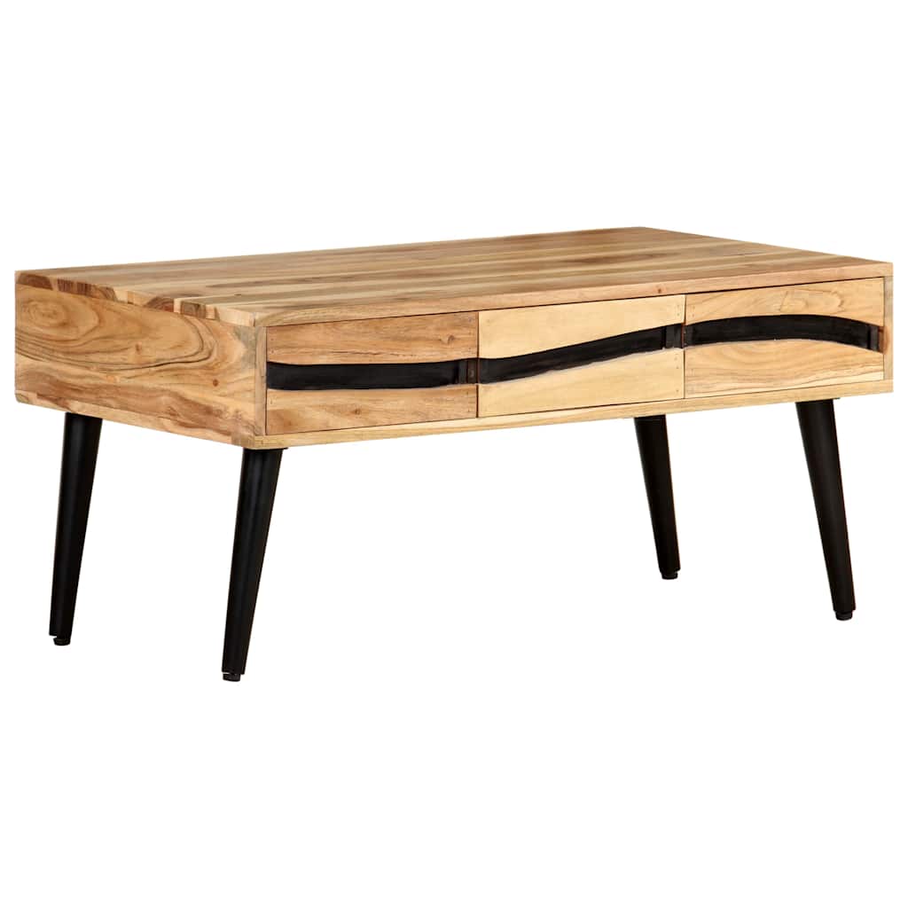 Tavolino da Salotto 88x50x42 cm in Legno Massello di Acacia