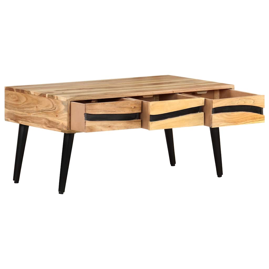Tavolino da Salotto 88x50x42 cm in Legno Massello di Acacia