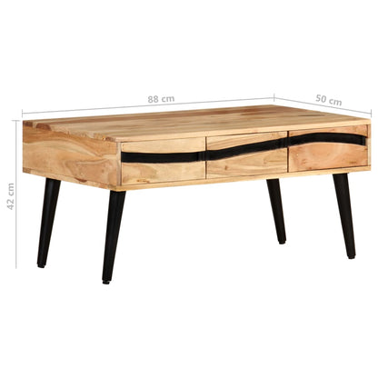 Tavolino da Salotto 88x50x42 cm in Legno Massello di Acacia | homemem39