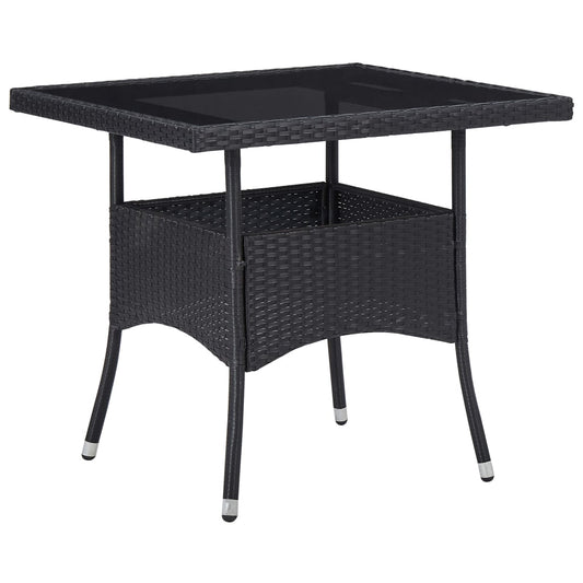 Set Mobili da Pranzo per Giardino 3 pz Nero Polyrattan e Vetro - homemem39