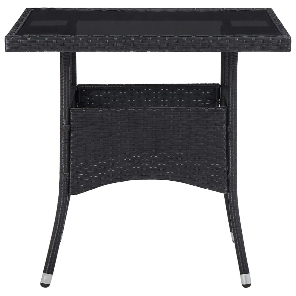 Set Mobili da Pranzo per Giardino 3 pz Nero Polyrattan e Vetro - homemem39