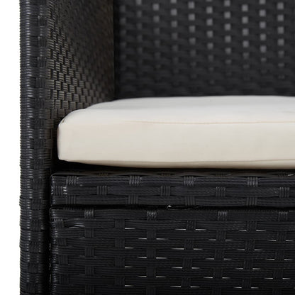 Set Mobili da Pranzo per Giardino 3 pz Nero Polyrattan e Vetro - homemem39