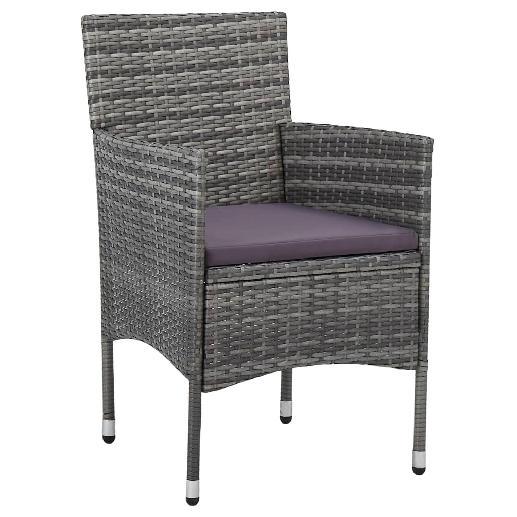Set Mobili da Pranzo da Giardino 3 pz Grigio Polyrattan e Vetro
