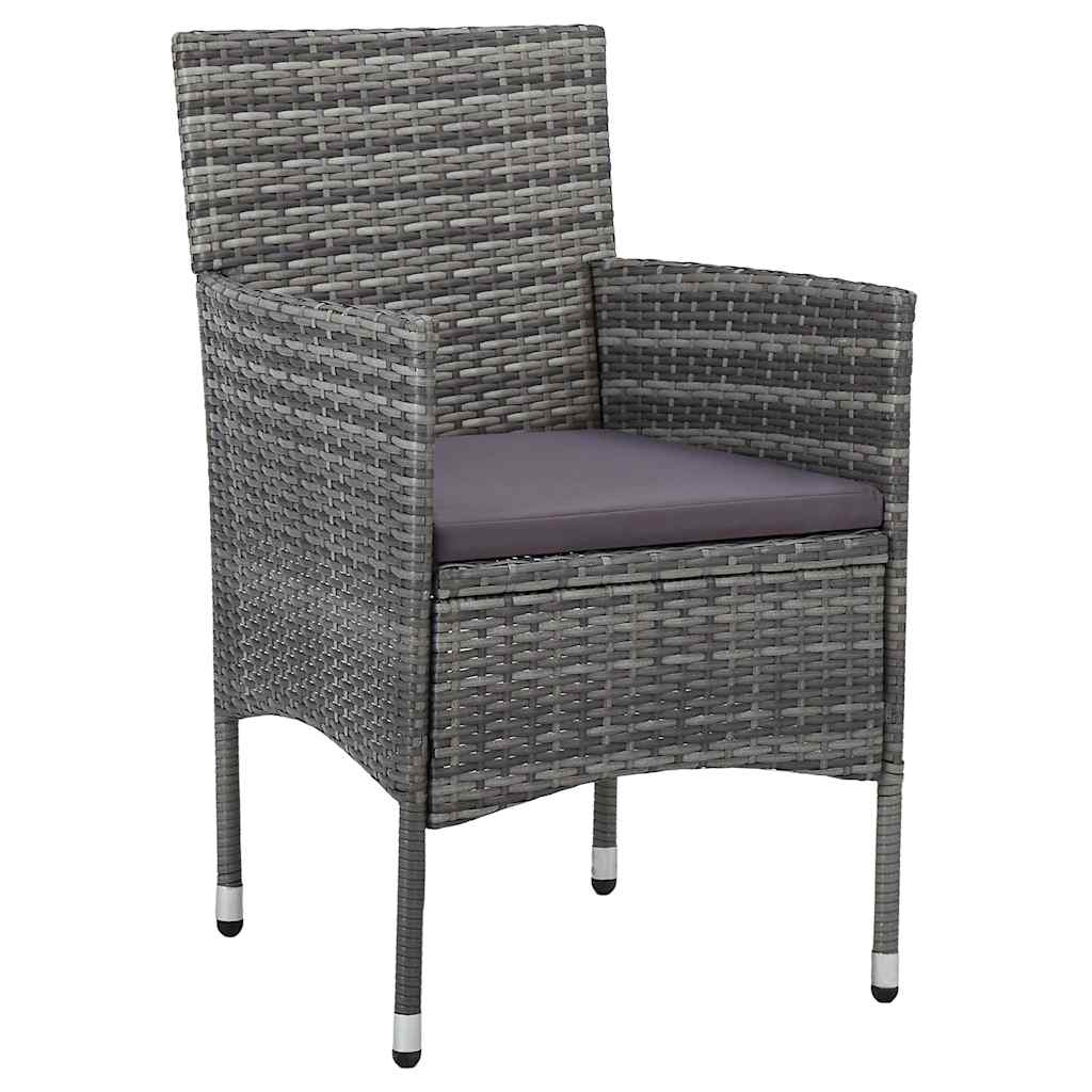 Set Mobili da Pranzo da Giardino 3 pz Grigio Polyrattan e Vetro