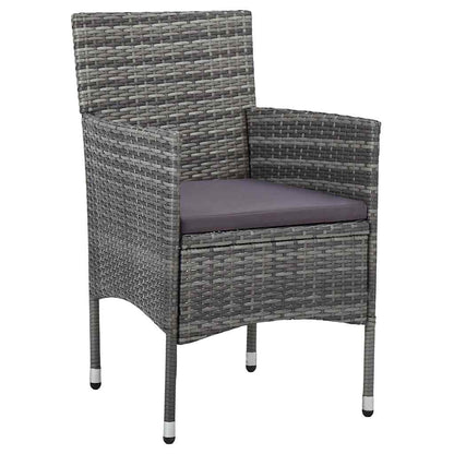 Set Mobili da Pranzo da Giardino 3 pz Grigio Polyrattan e Vetro