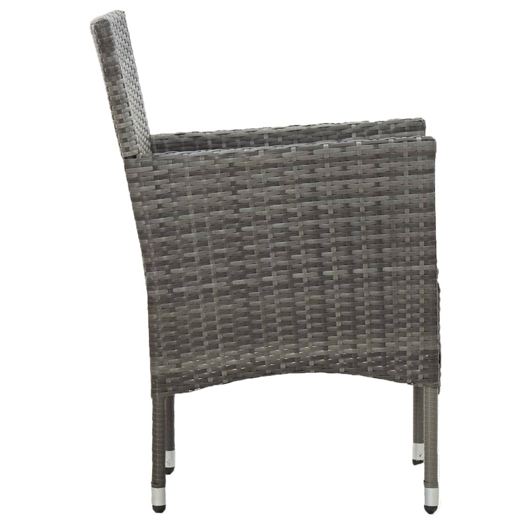 Set Mobili da Pranzo da Giardino 3 pz Grigio Polyrattan e Vetro | homemem39