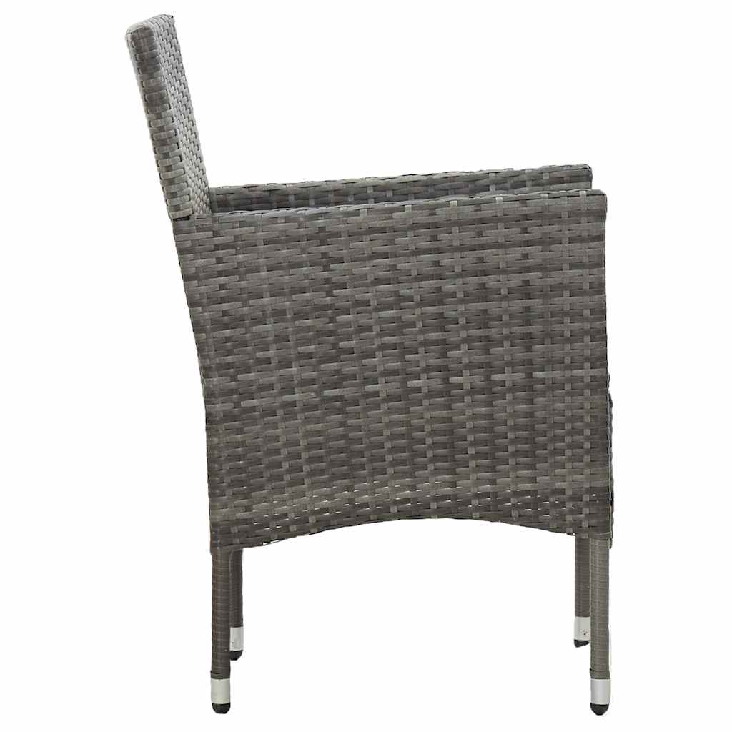 Set Mobili da Pranzo da Giardino 3 pz Grigio Polyrattan e Vetro