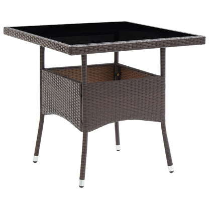 Set da Pranzo da Giardino 3 pz Marrone in Polyrattan e Vetro - homemem39