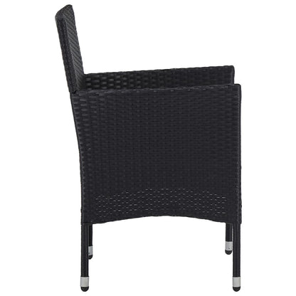 Set Mobili da Pranzo per Giardino 3 pz Nero Polyrattan e Acacia - homemem39
