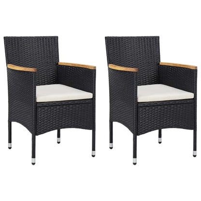 Set Mobili da Pranzo da Giardino 3 pz Nero Polyrattan e Acacia - homemem39