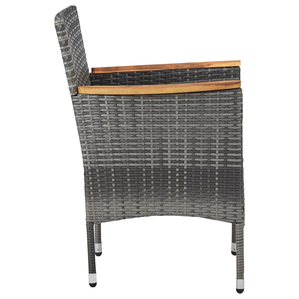 Set Mobili da Pranzo da Giardino 3 pz Grigio Polyrattan Acacia - homemem39