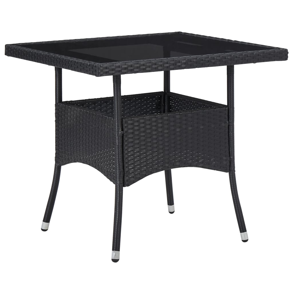 Set Mobili da Pranzo per Giardino 5 pz Nero Polyrattan e Vetro - homemem39