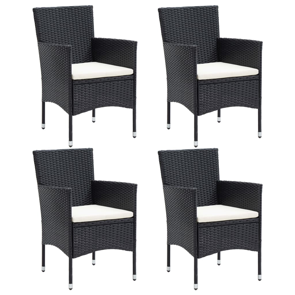 Set Mobili da Pranzo per Giardino 5 pz Nero Polyrattan e Vetro - homemem39