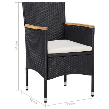 Set Mobili da Pranzo per Giardino 5 pz Nero Polyrattan e Acacia - homemem39