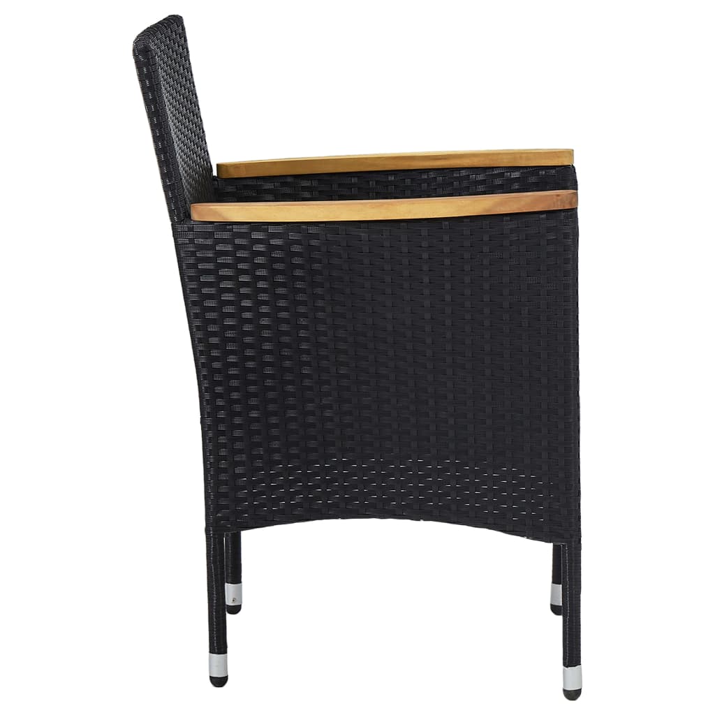 Set Mobili da Pranzo per Giardino 5 pz Nero Polyrattan e Acacia - homemem39