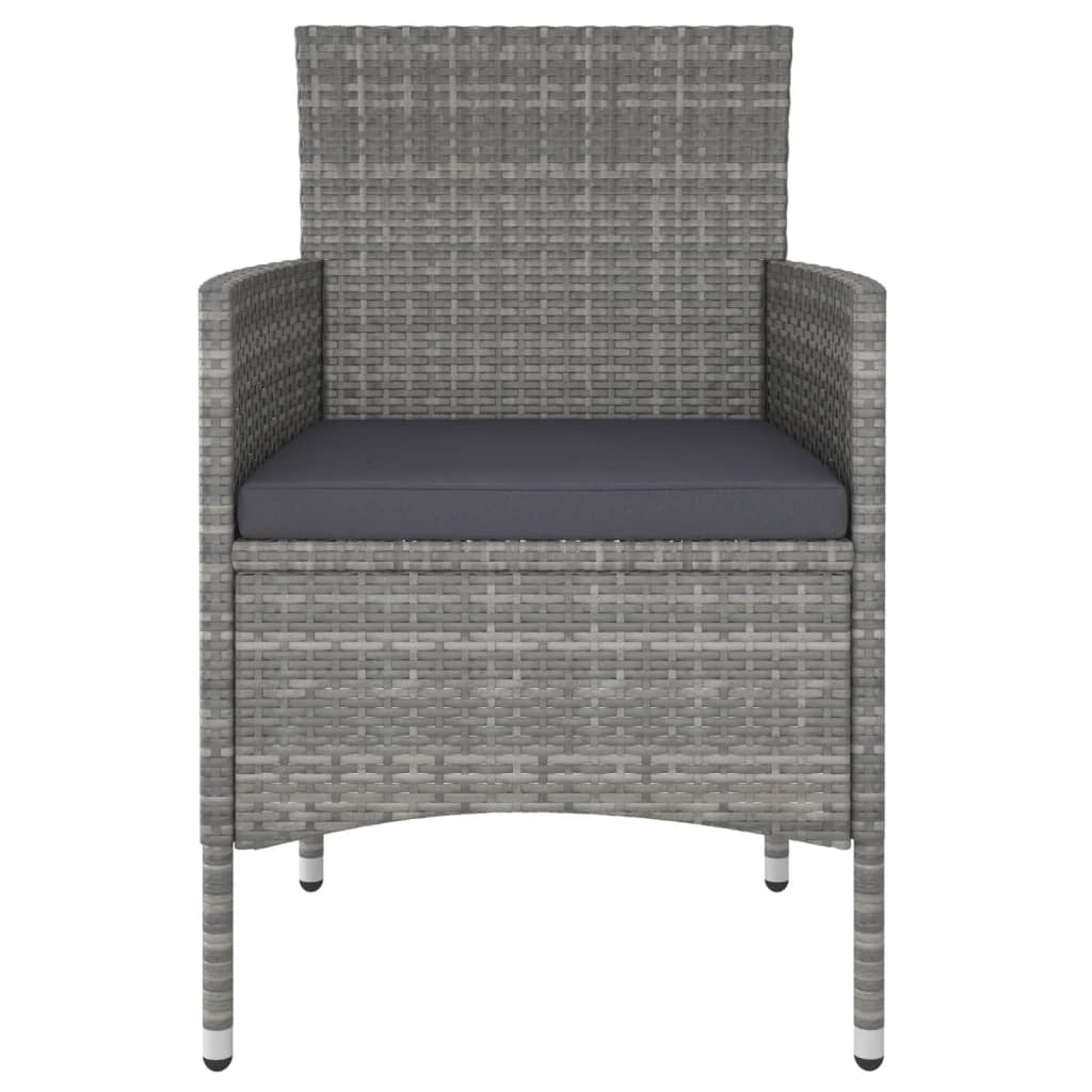 Set Pranzo da Giardino 5 pz Polyrattan e Vetro Temperato Grigio - homemem39