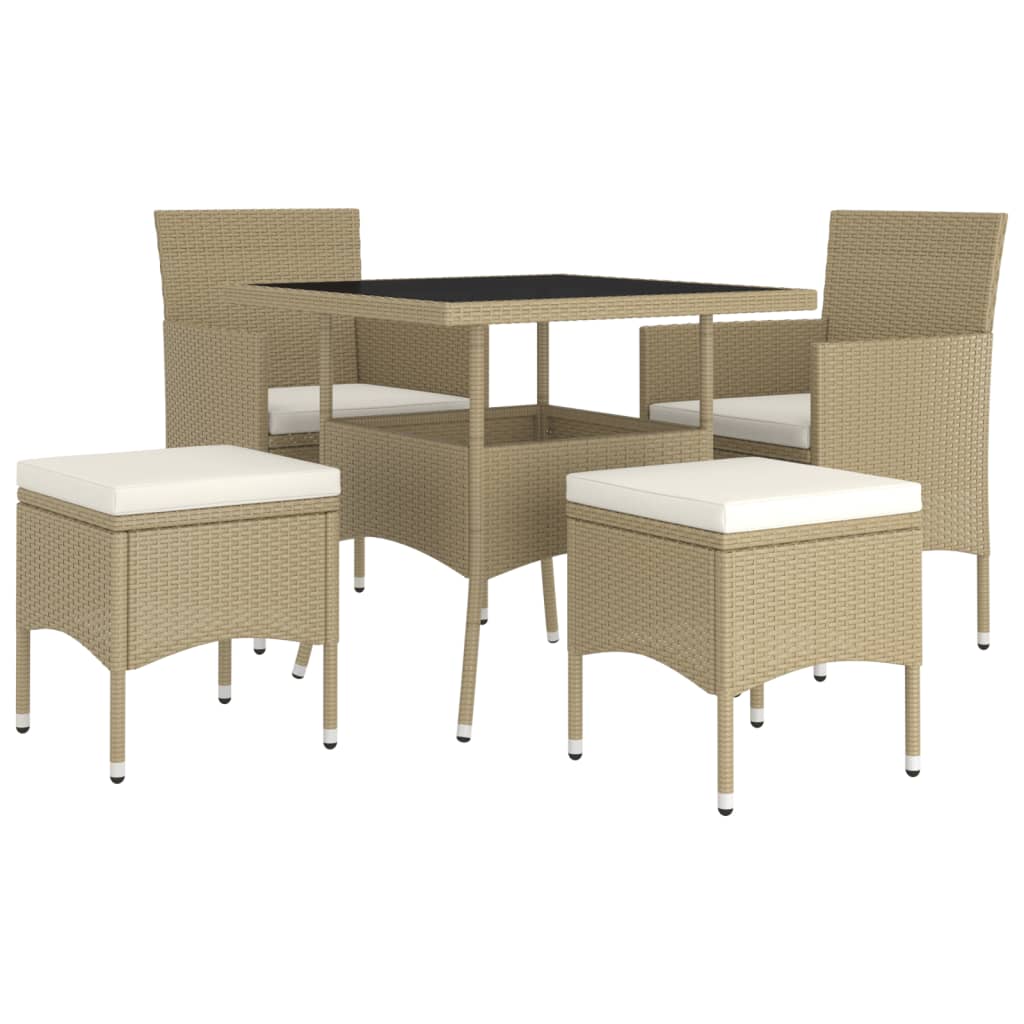 Set da Pranzo per Giardino 5 pz in Polyrattan Beige - homemem39