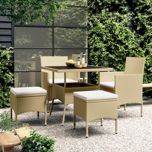 Set da Pranzo per Giardino 5 pz in Polyrattan Beige - homemem39