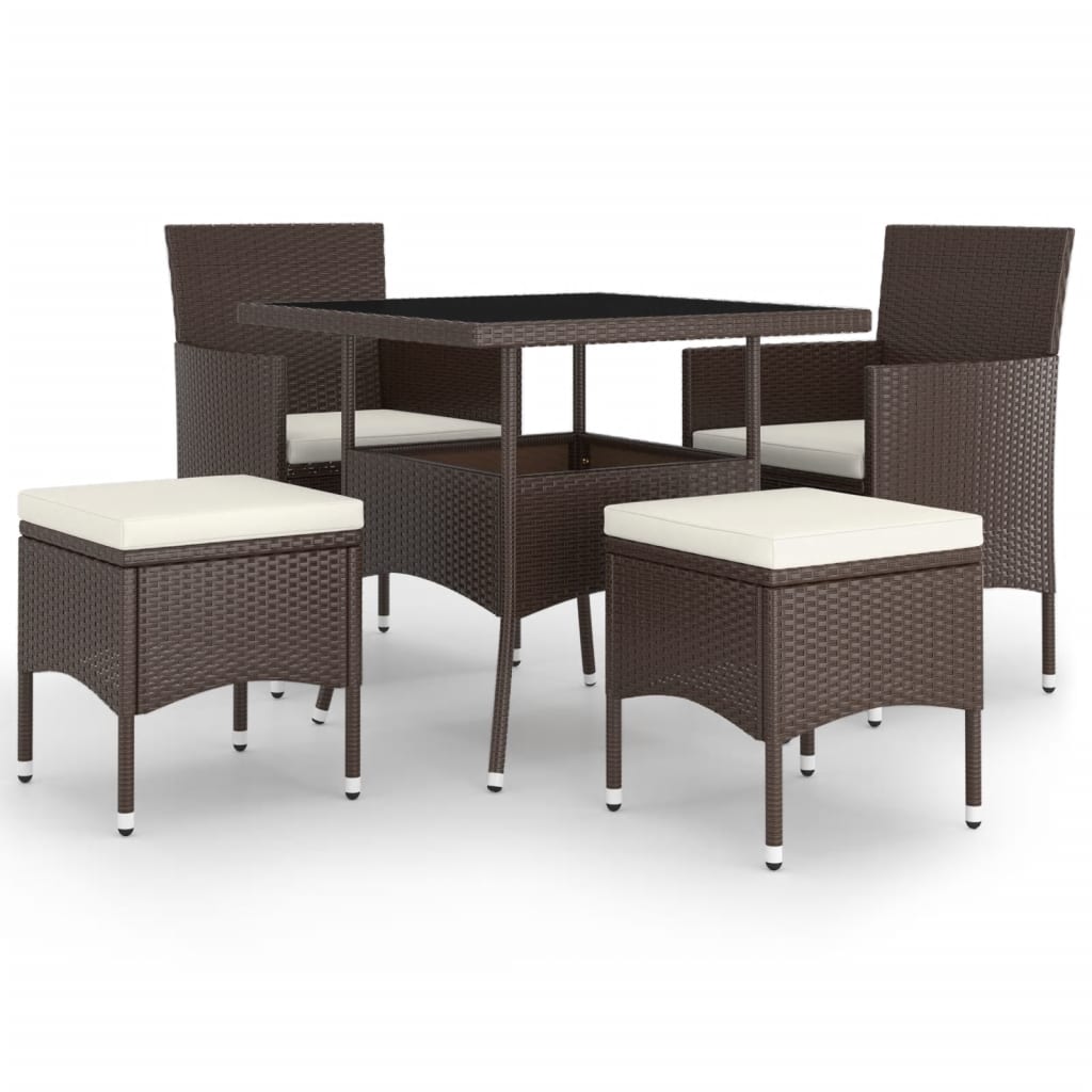 Set da Pranzo per Giardino 5 pz in Polyrattan Marrone - homemem39