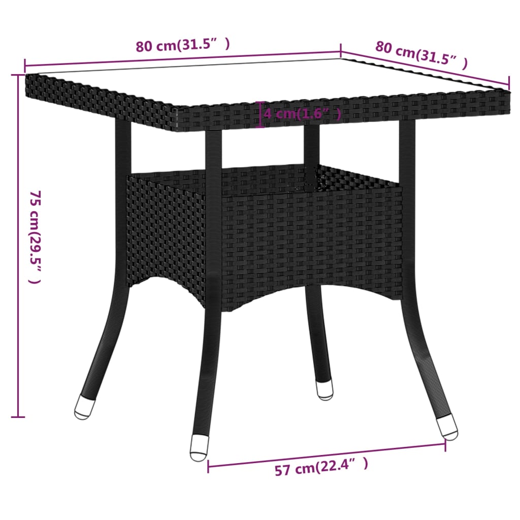 Set Mobili da Pranzo per Giardino 5 pz Polyrattan e Acacia Nero - homemem39