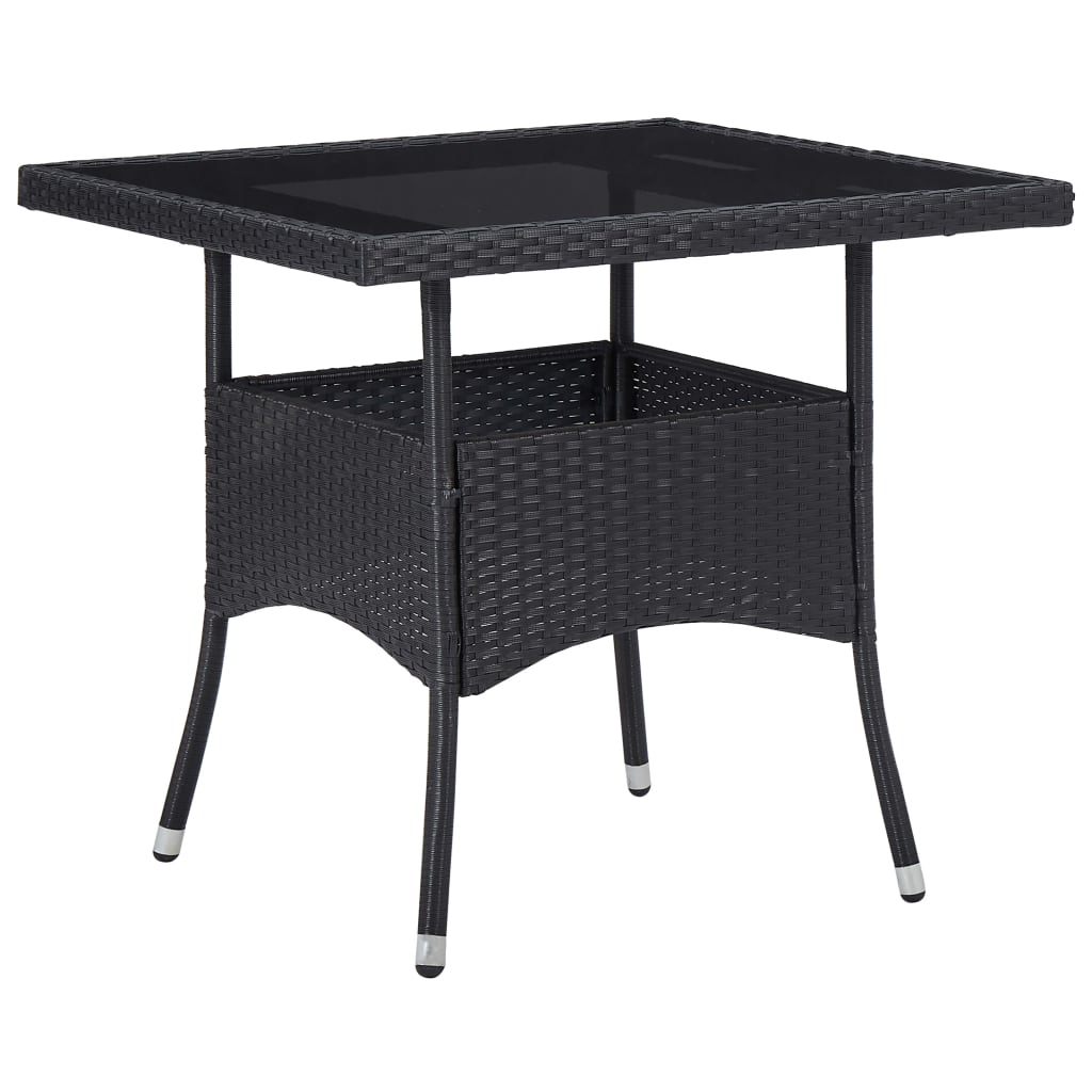 Set da Pranzo per Giardino 5 pz Polyrattan Vetro Temperato Nero - homemem39