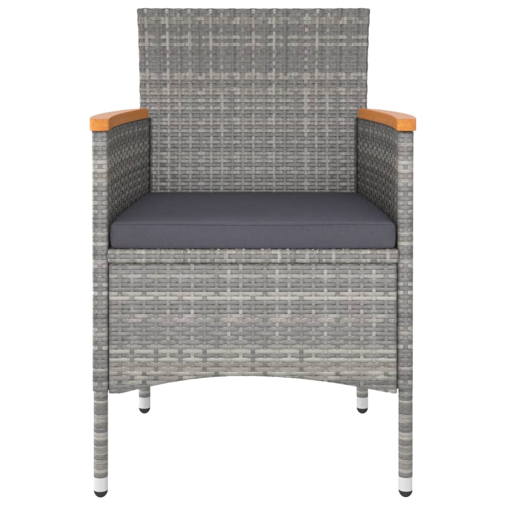 Set Pranzo da Giardino 5pz Polyrattan e Massello Acacia Grigio - homemem39