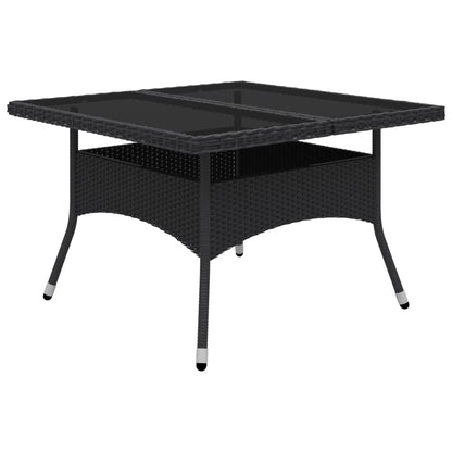 Set Mobili da Pranzo per Giardino 9 pz Polyrattan e Vetro Nero - homemem39