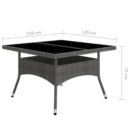 Set Mobili da Pranzo per Giardino 9pz Polyrattan e Vetro Grigio - homemem39