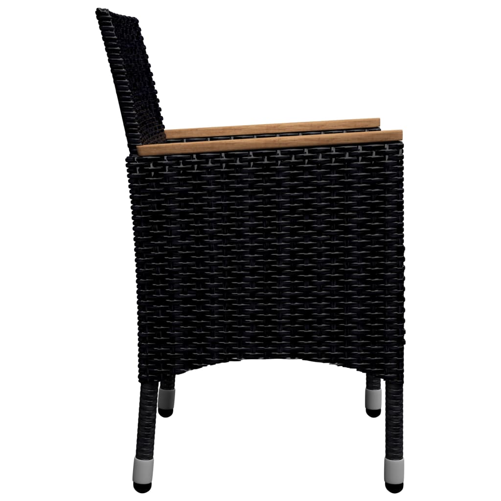 Set da Pranzo da Giardino 9 pz in Polyrattan e Acacia Nero - homemem39