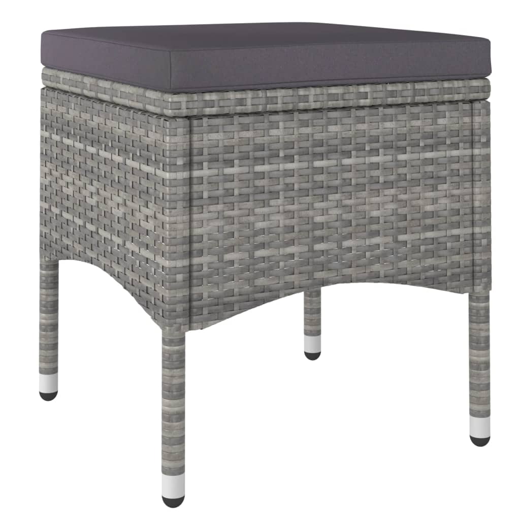 Set Pranzo da Giardino 5 pz Polyrattan e Vetro Temperato Grigio - homemem39