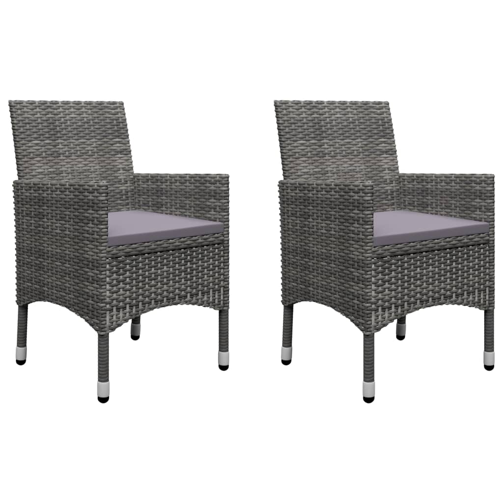 Set Bistrot Giardino 3 pz Polyrattan e Vetro Temperato Grigio - homemem39