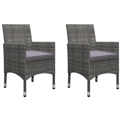 Set Bistrot Giardino 3 pz Polyrattan e Vetro Temperato Grigio - homemem39